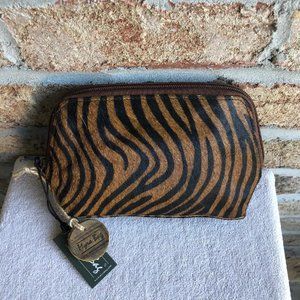 MYRA BAG LEATHER & HAIRON ZEBRA DELIGHT POUCH, S-3429, NWT
